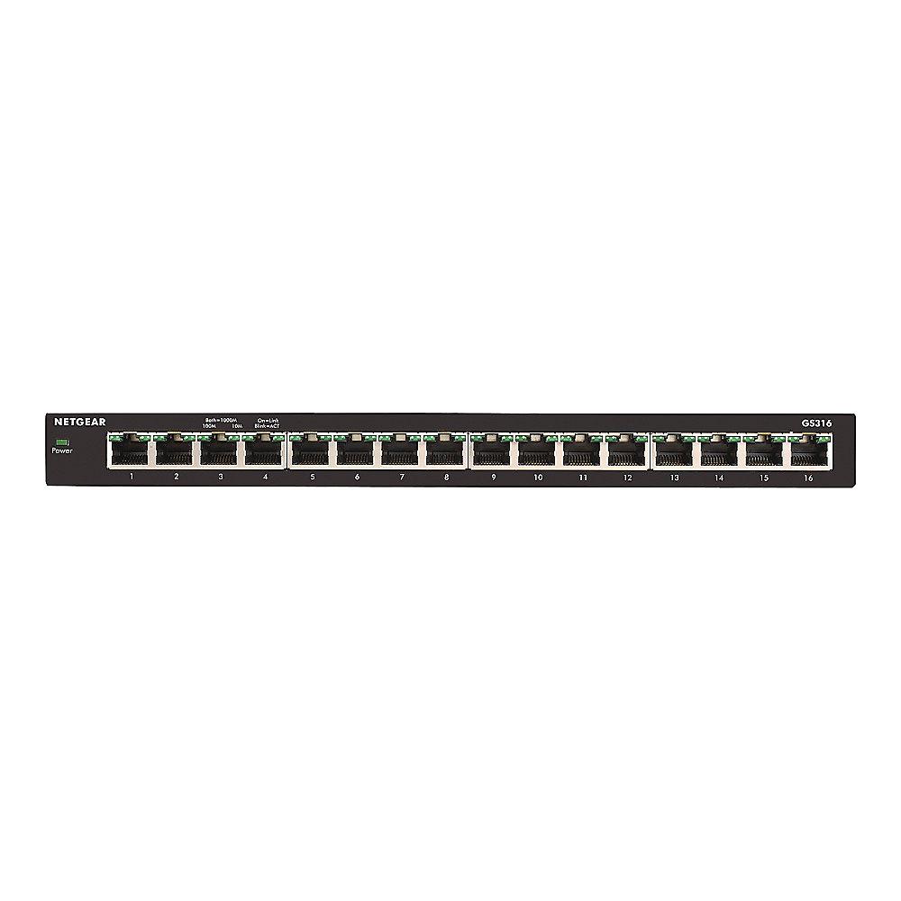 Netgear GS316 16x Gigabit Switch 10/100/1000MBit Metallgehäuse GS316-100PES