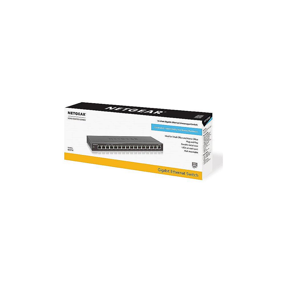 Netgear GS316 16x Gigabit Switch 10/100/1000MBit Metallgehäuse GS316-100PES