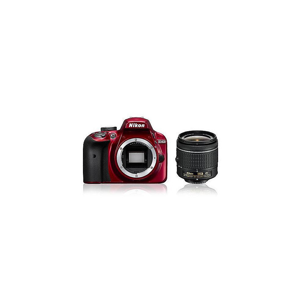 Nikon D3400 Kit AF-P DX 18-55mm f/3.5-5.6G VR Spiegelreflexkamera rot