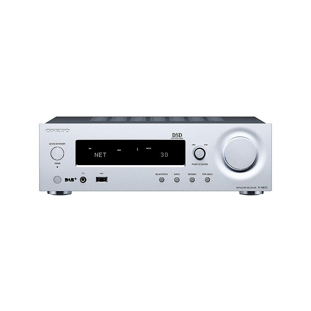 Onkyo R-N855 Netzwerk-Stereo-Receiver Silber Multiroom Chromecast Airplay WiFi