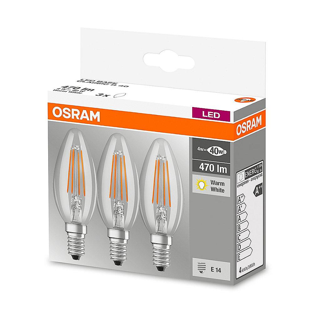 Osram LED Filament Classic B40 Kerze 4W (40W) klar E14 warmweiß 3er-Pack