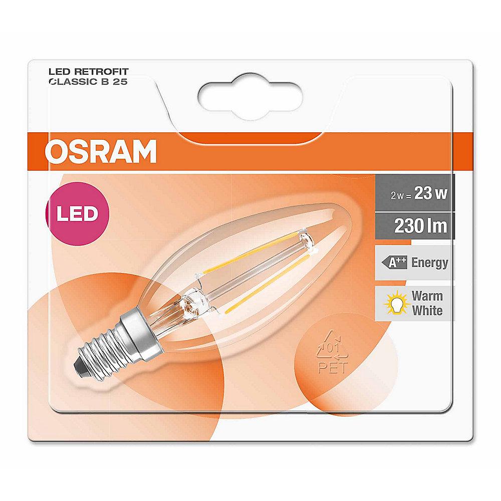 Osram LED Retrofit Classic B25 Kerze 2W (23W) E14 klar warmweiß
