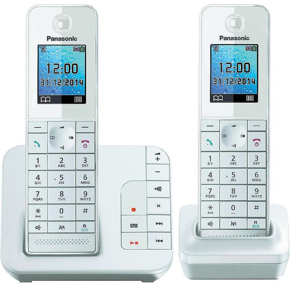 Panasonic KX-TGH222GW Duo schnurloses Festnetztelefon(analog)mit AB, weiß