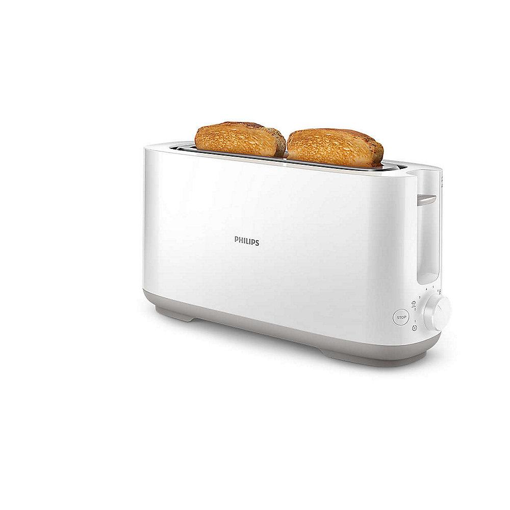 Philips HD2590/00 Daily Collection Langschlitz-Toaster weiß Brötchenaufsatz