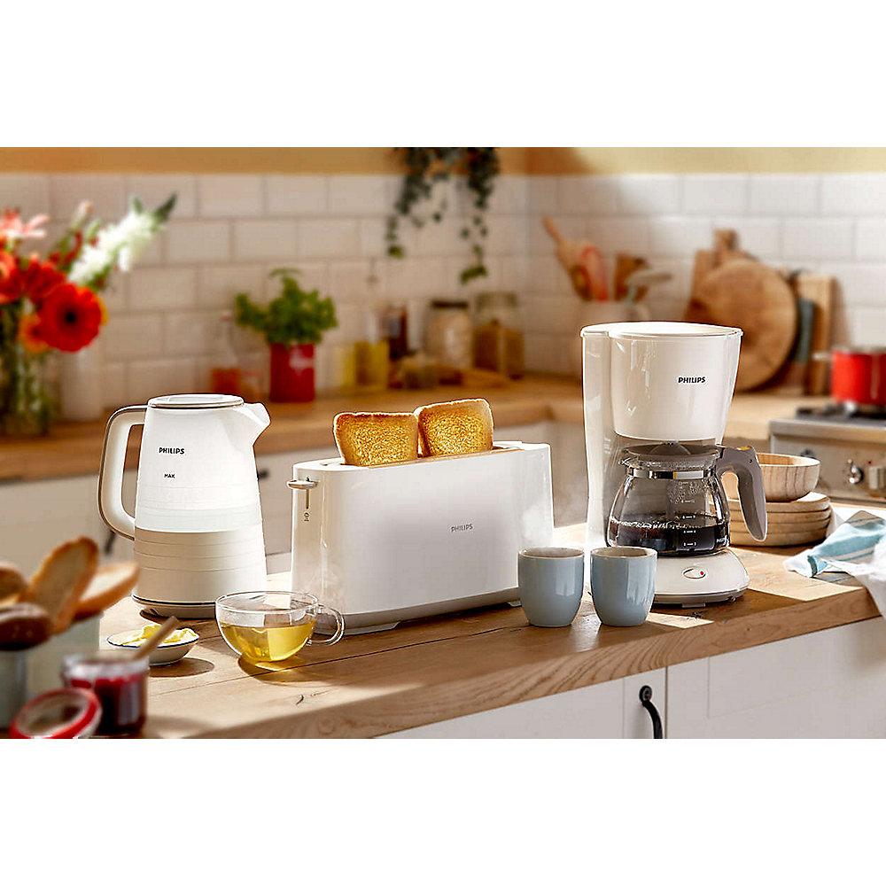 Philips HD2590/00 Daily Collection Langschlitz-Toaster weiß Brötchenaufsatz