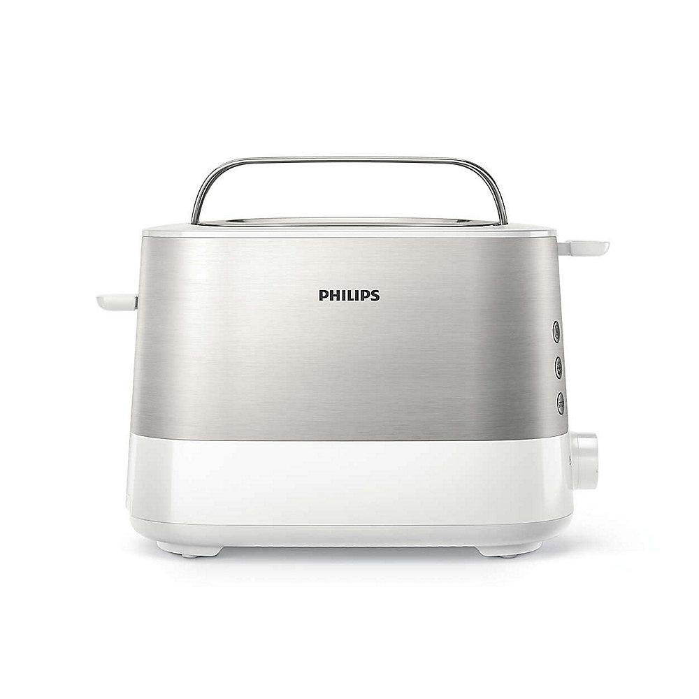 Philips HD2637/00 2-Schlitz-Toaster Edelstahl/weiß Brötchenaufsatz