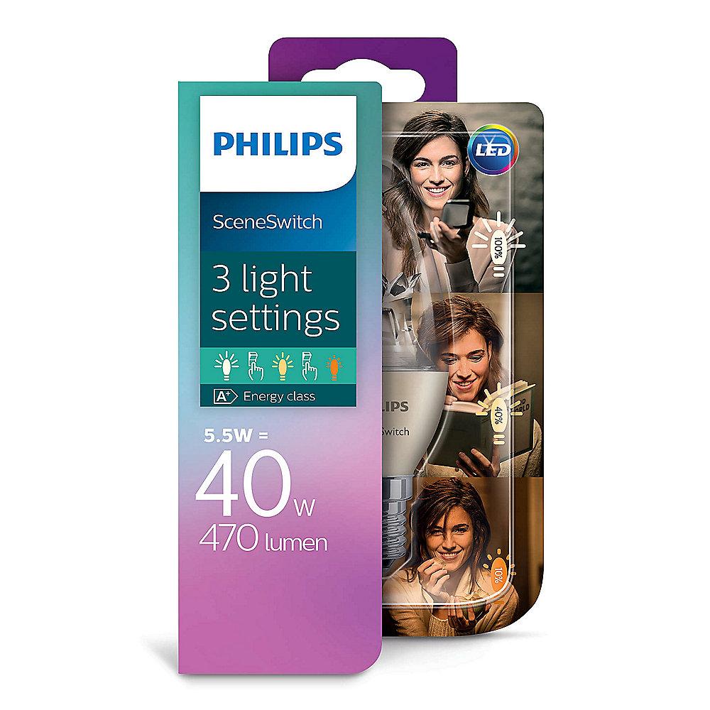 Philips LED 3in1 SceneSwitch Kerze B38 5,5W, 4W, 2W (40W) E14 klar warmweiß