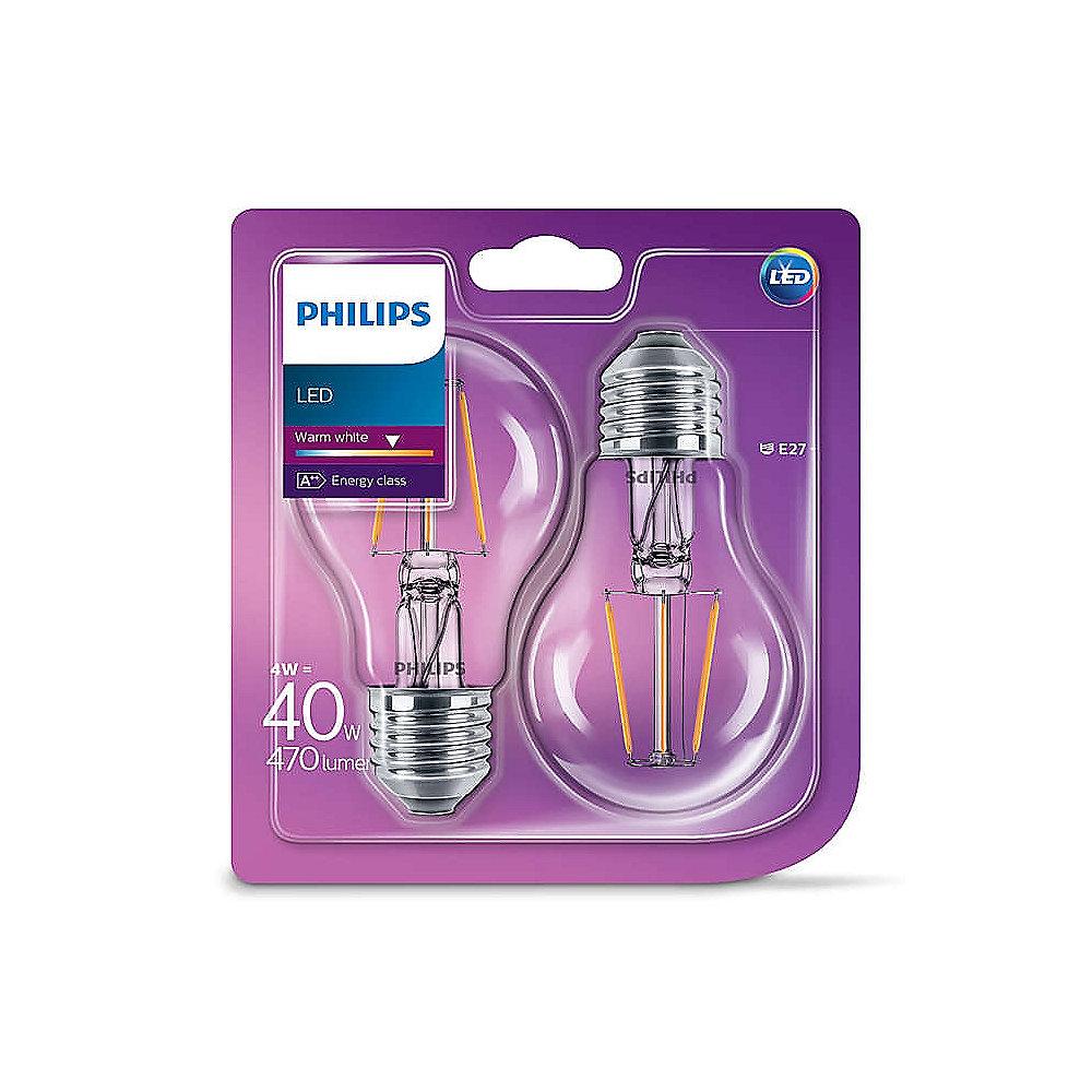 Philips LEDClassic Birne A60 4W (40W) E27 klar warmweiß EEK A   (2er Pack)