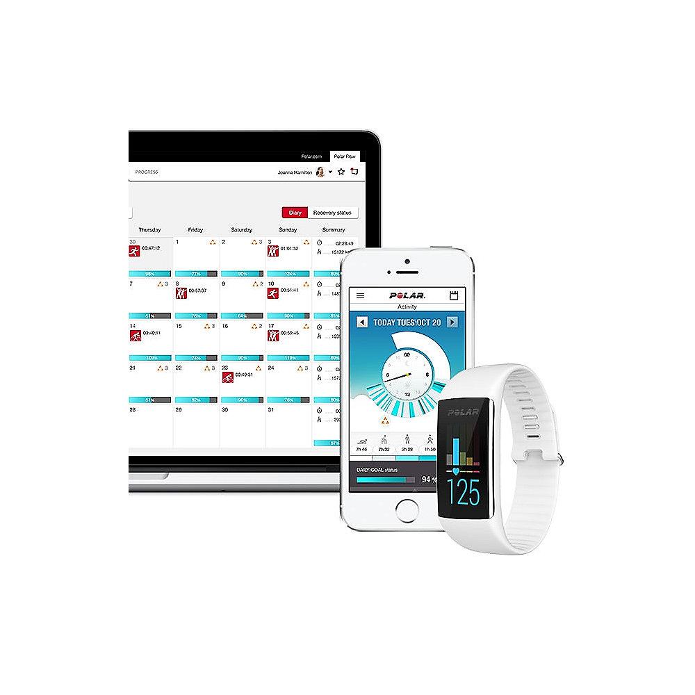 Polar A360 Weiss Größe S Fitnesstracker optische Pulsmessung Smart-Notification