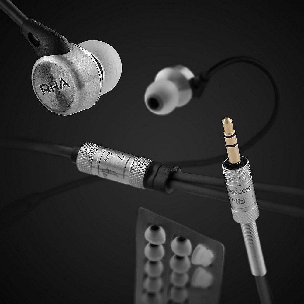 RHA MA750 In-Ear-Kopfhörer mit Hi-Res-Wiedergabe Schwarz/Silber