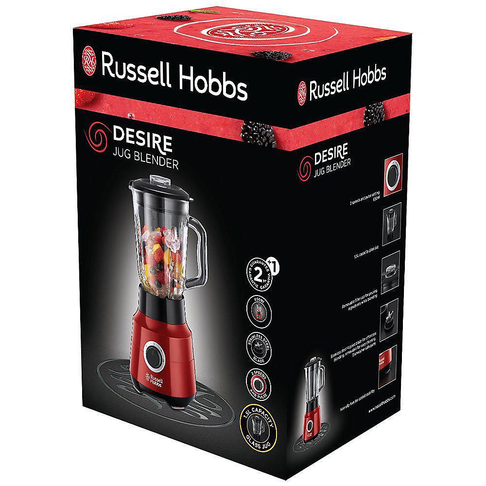 Russell Hobbs 24720-56 Desire Glas-Standmixer rot/schwarz, Russell, Hobbs, 24720-56, Desire, Glas-Standmixer, rot/schwarz