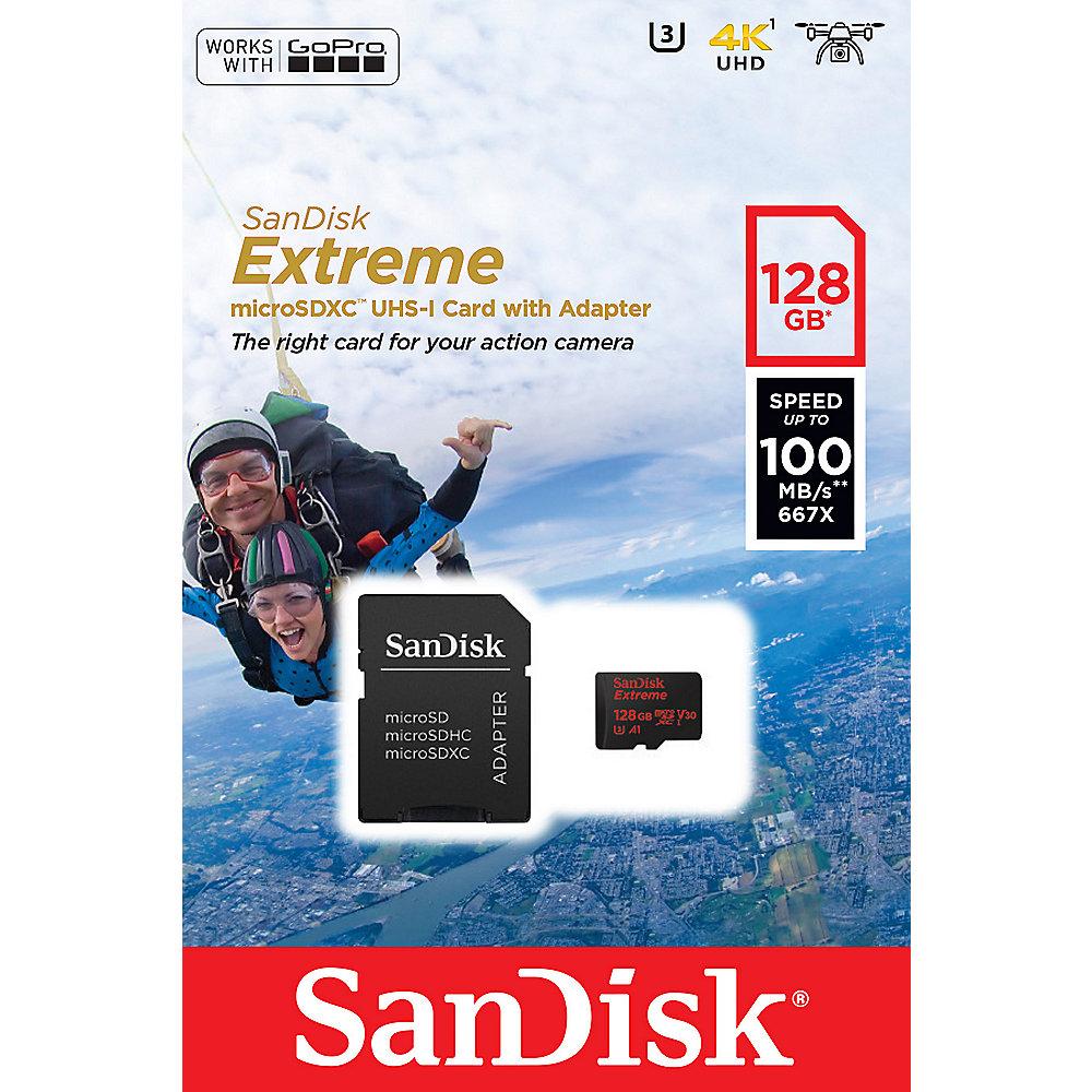 SanDisk ActionSC 128GB microSDXC Speicherkarte Kit 90 MB/s, Class 10, U3, A1