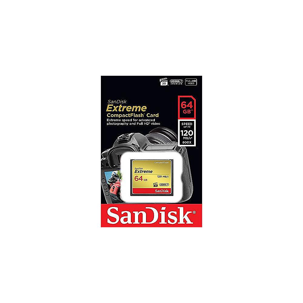SanDisk Extreme 64 GB CompactFlash Speicherkarte (120 MB/s), SanDisk, Extreme, 64, GB, CompactFlash, Speicherkarte, 120, MB/s,