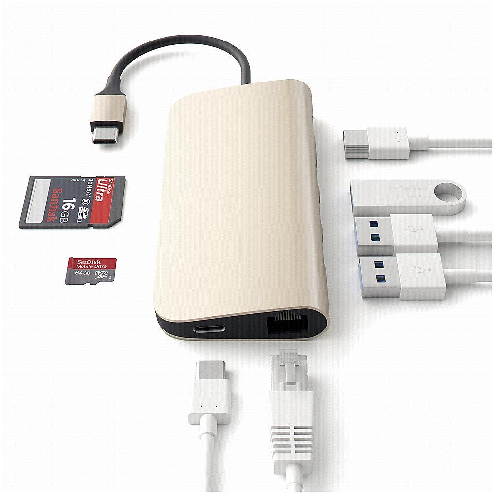 Satechi USB-C Hub Multi-Port Adapter 4K gold, Satechi, USB-C, Hub, Multi-Port, Adapter, 4K, gold