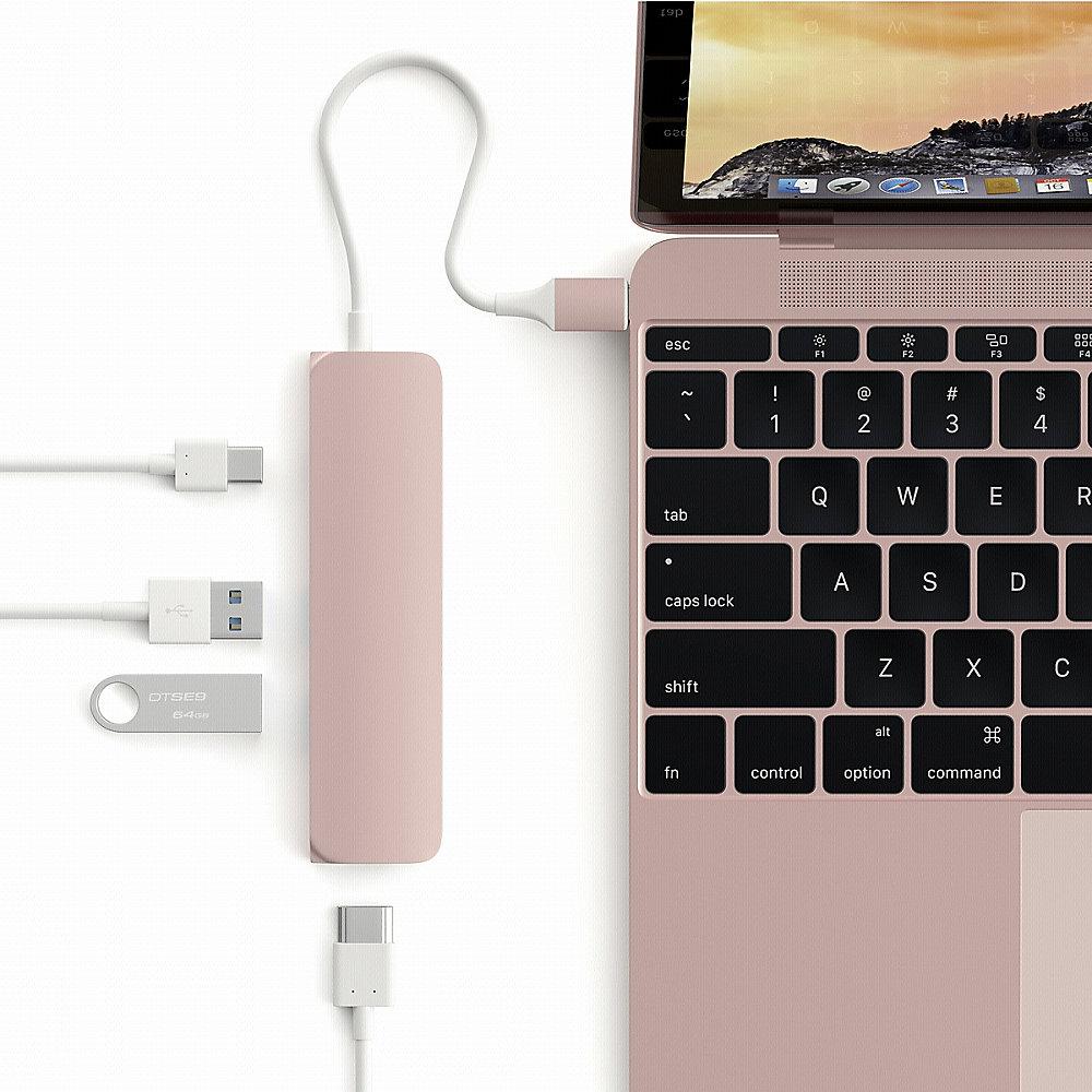 Satechi USB3.0 Typ C Stecker auf 1x HDMI 2x USB Typ A Hub Adapter rose gold, Satechi, USB3.0, Typ, C, Stecker, 1x, HDMI, 2x, USB, Typ, A, Hub, Adapter, rose, gold