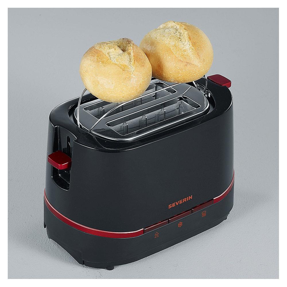 Severin AT 2292 Automatik Toaster SELECT Schwarz/Rot Metallic