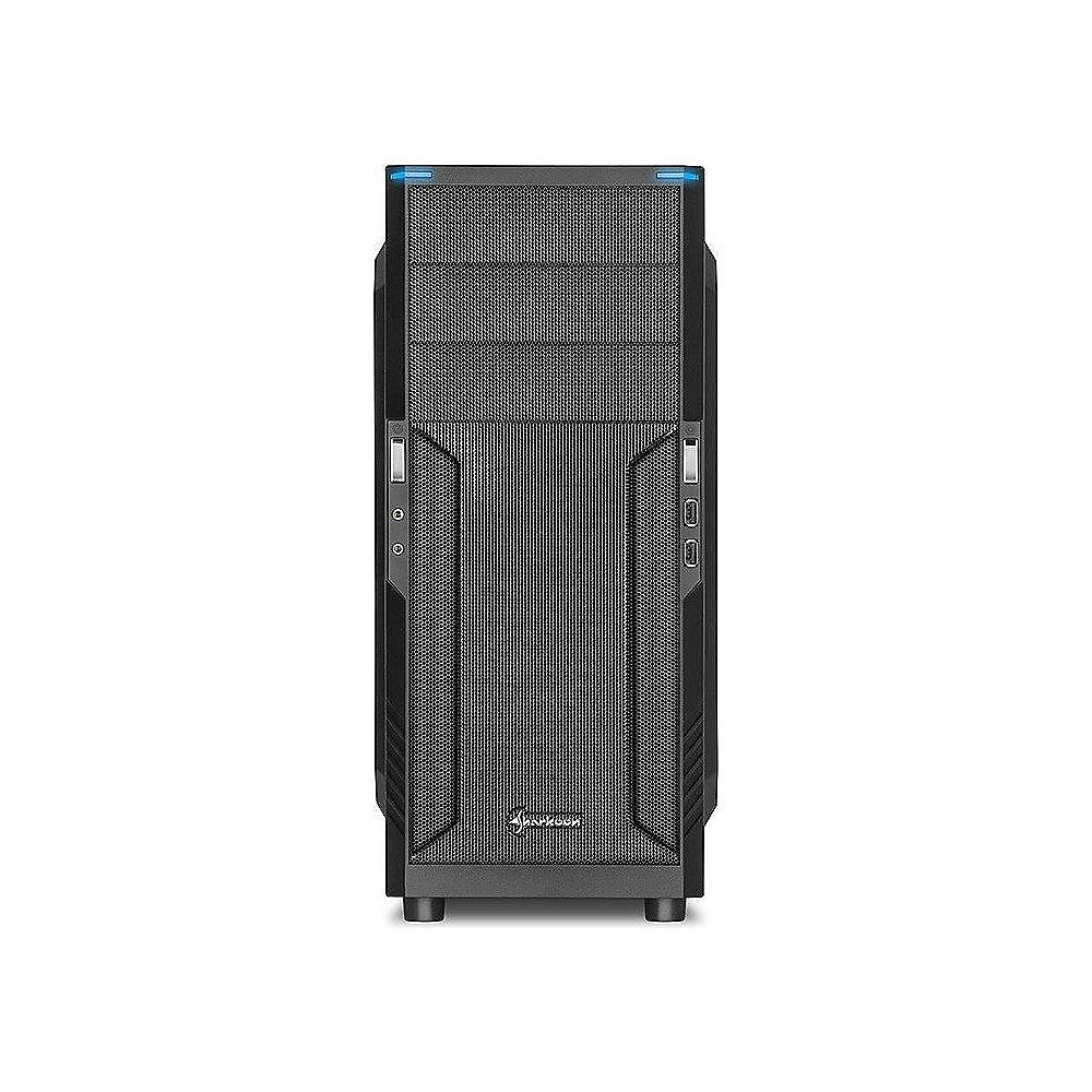 Sharkoon T3-V Midi-Tower ATX Gehäuse schwarz, 1x120 mm Lüfter (Blaue LED) USB3.0, Sharkoon, T3-V, Midi-Tower, ATX, Gehäuse, schwarz, 1x120, mm, Lüfter, Blaue, LED, USB3.0