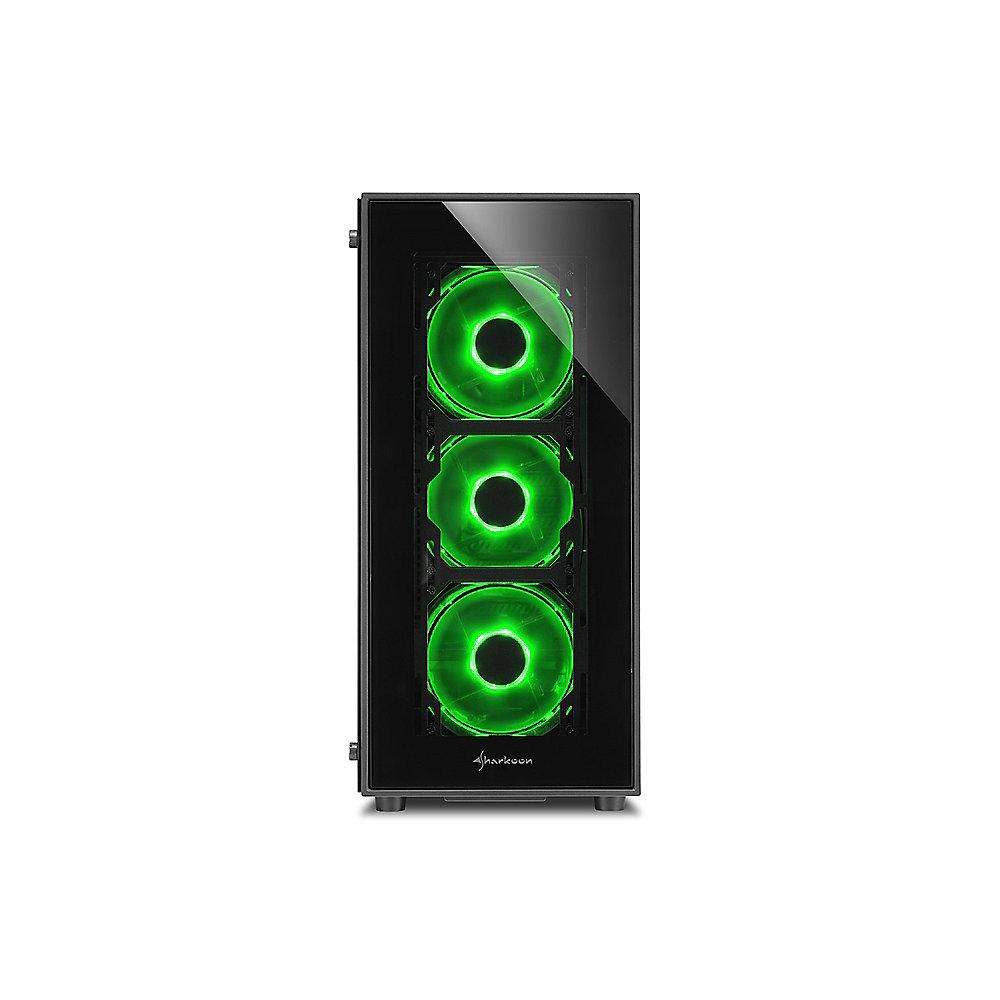 Sharkoon TG5 Midi-Tower ATX Gaming Gehäuse Grüne LED, Seitenfenster