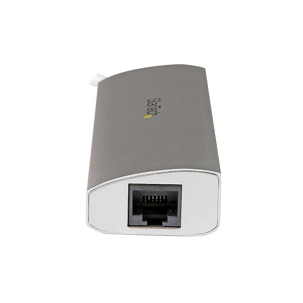 Startech USB 3.0 HUB 3-Port Gigabit Ethernet Aluminium mobil silber/weiß