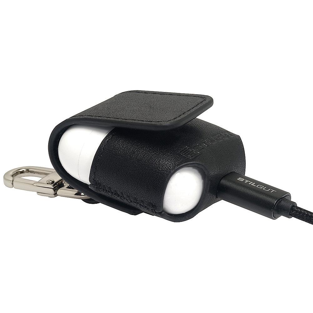 StilGut AirPod Case mit Karabiner schwarz nappa