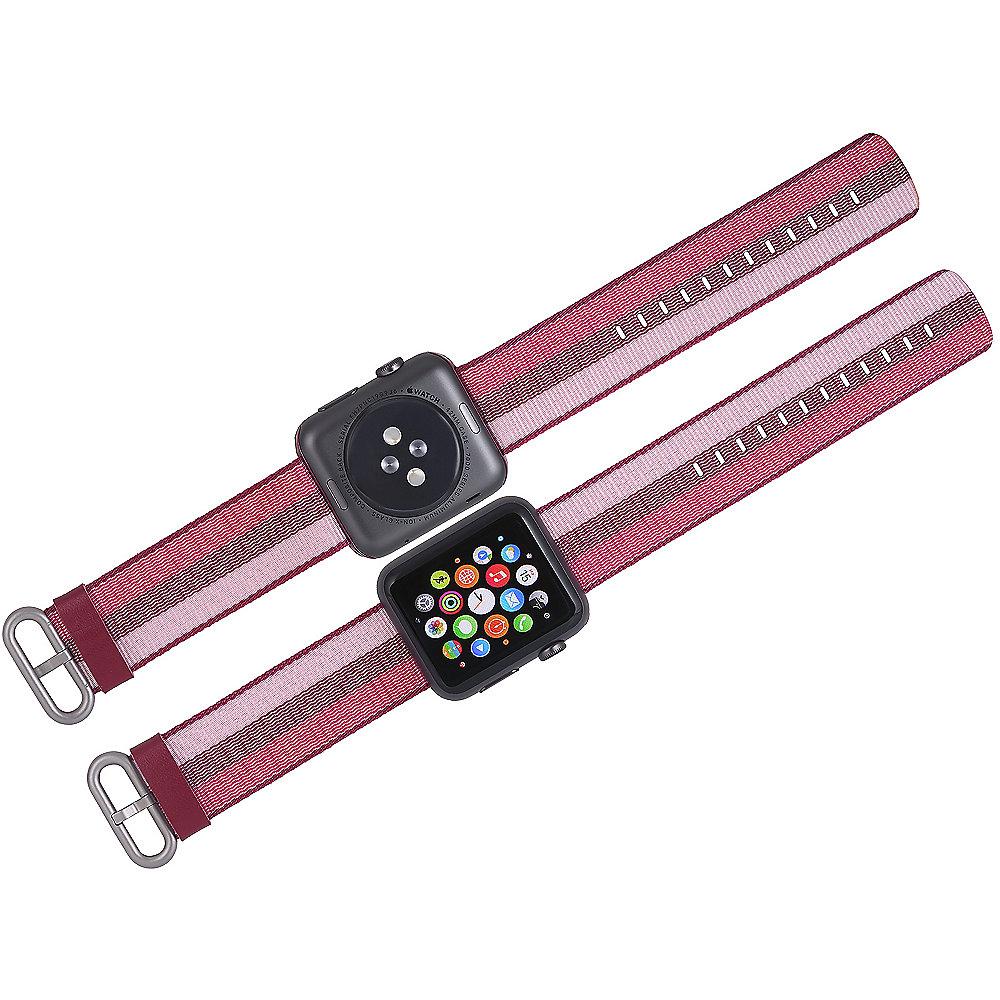 StilGut Nylon Armband für Apple Watch Serie 1-4 42mm cherry
