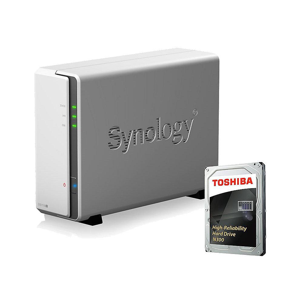 Synology DS119j NAS System 1-Bay 4TB inkl. 1x 4TB Toshiba HDWQ140UZSVA