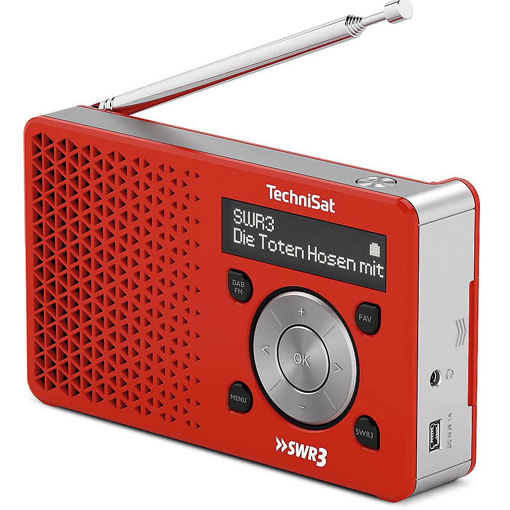 TechniSat DIGITRADIO 1, SWR3-Edition, rot/silber UKW/DAB  mit Akku Netzteil