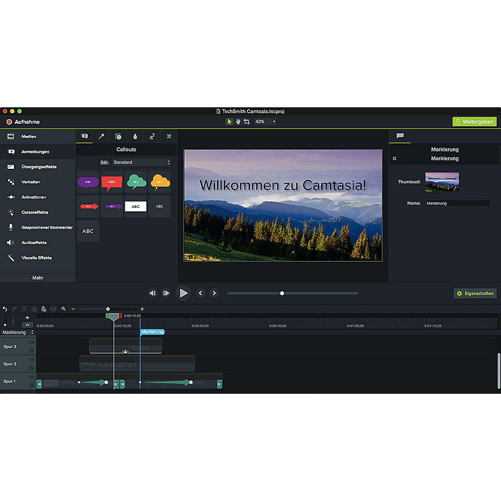 TechSmith Camtasia Studio Maintenance 1 Jahr Lizenz für Staffel 1-4 User