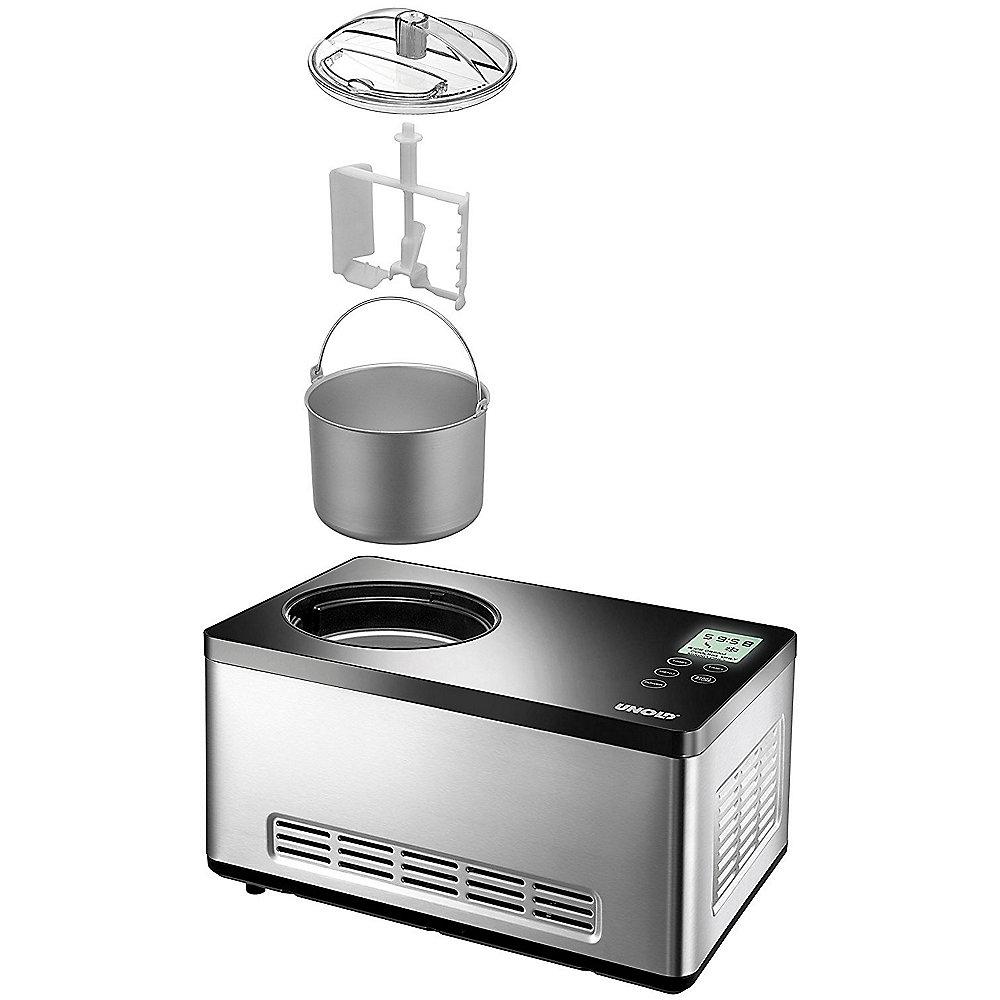 Unold 48845 Eismaschine Gusto mit digitalem Timer, 2l, Edelstahl/schwarz