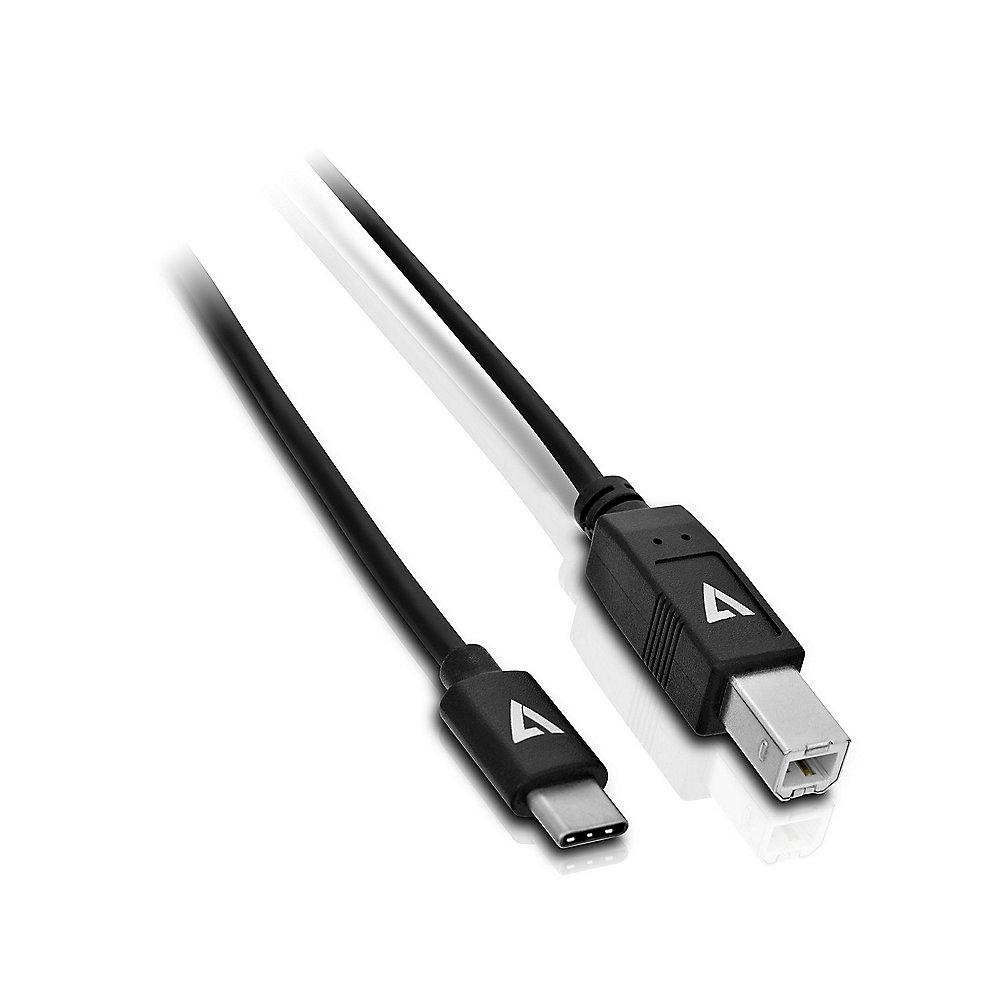 V7 USB 2.0 Kabel 2m Typ-B zu Typ-C PVC St./St. schwarz