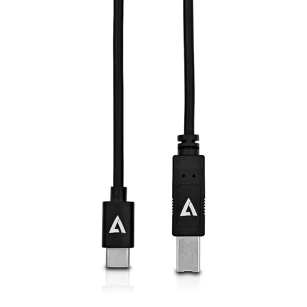 V7 USB 2.0 Kabel 2m Typ-B zu Typ-C PVC St./St. schwarz