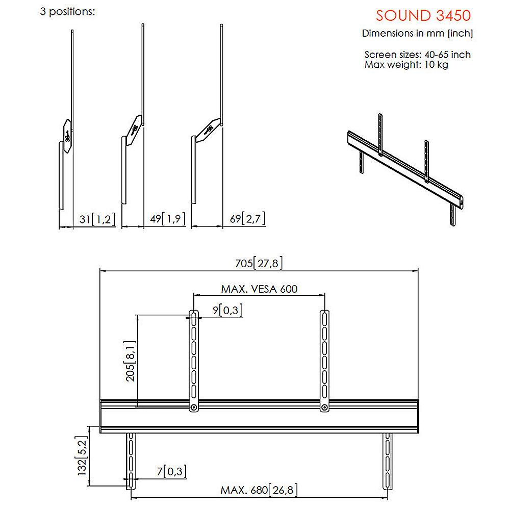 Vogels Sound 3450 Universeller Soundbar-Halterung