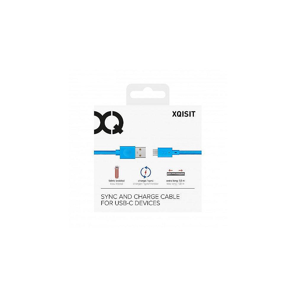 xqisit Charge & Sync Cotton USB-C zu USB-A Kabel 1,8m blau, xqisit, Charge, &, Sync, Cotton, USB-C, USB-A, Kabel, 1,8m, blau