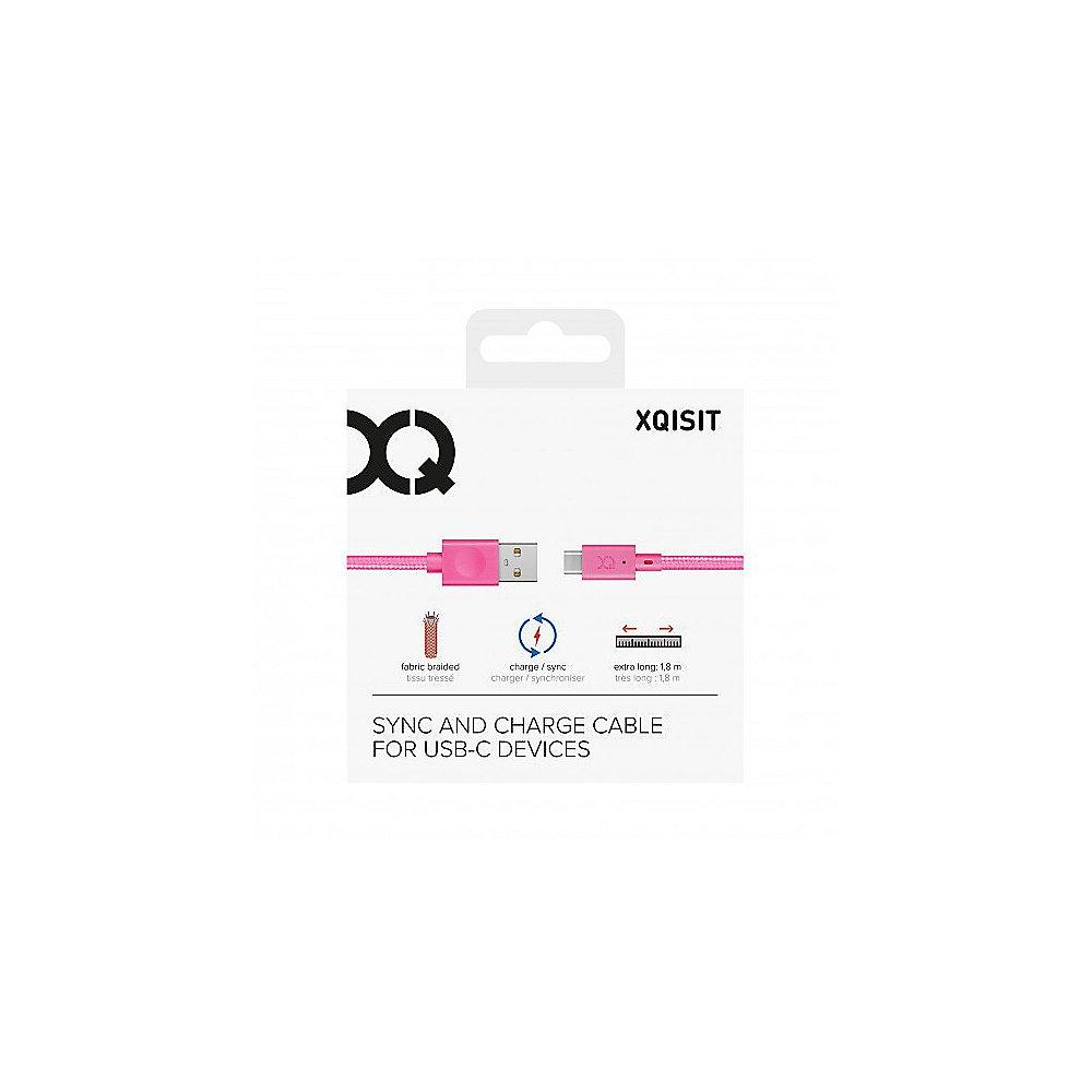 xqisit Charge & Sync Cotton USB-C zu USB-A Kabel 1,8m pink