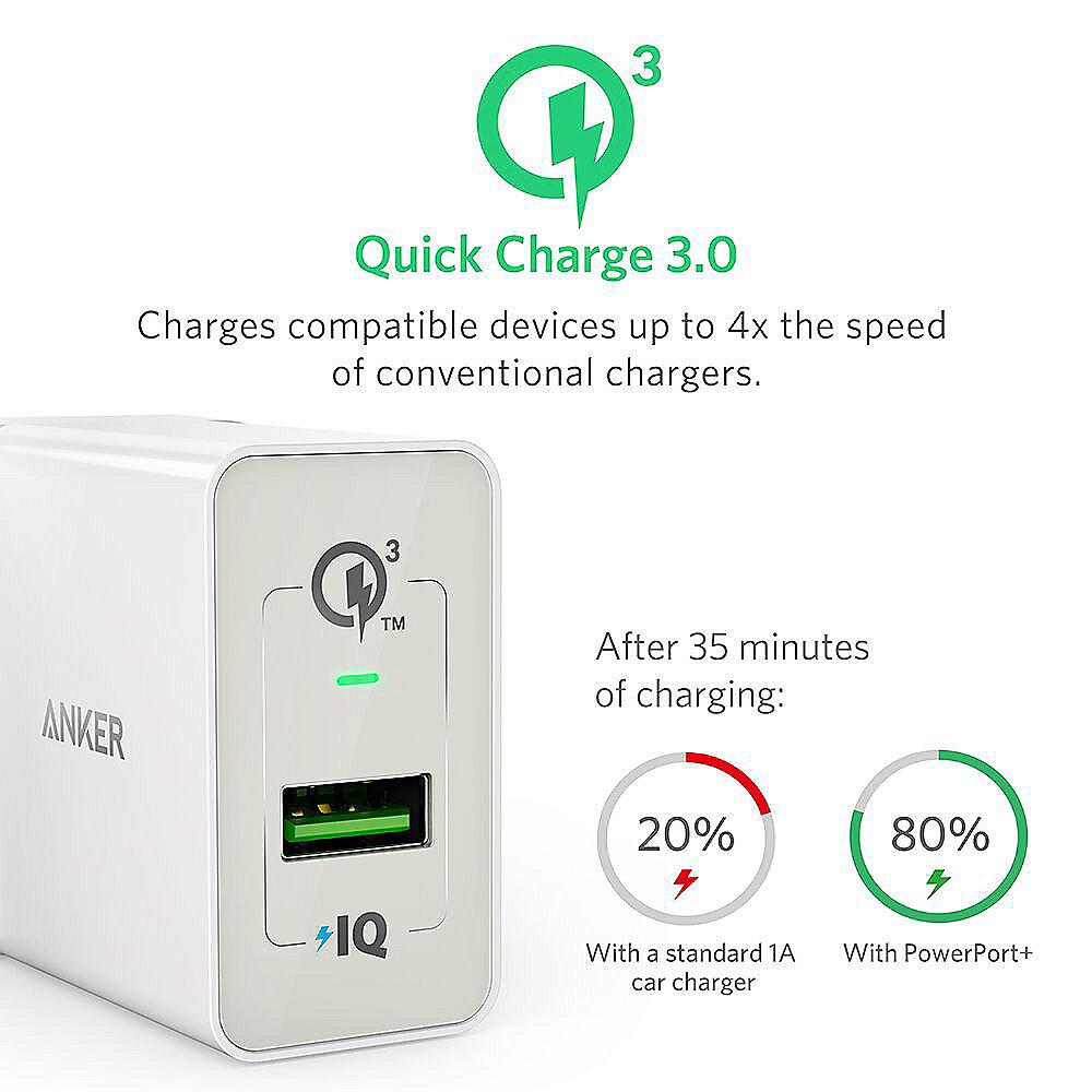 Anker AK-A2013324  PowerPort 1 mit Quick Charge 3.0 weiß