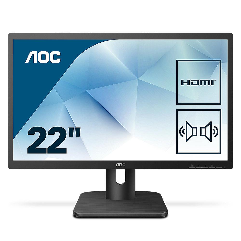 AOC 22E1D 54,7cm (21,5") Profi-Monitor 16:9 VGA/DVI/HDMI 2ms 250cd/m² 20Mio:1