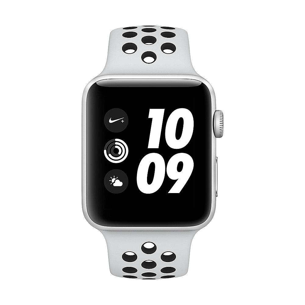 Apple Watch Nike  GPS 42mm Aluminiumgehäuse Silber Sportarmband Platinum Schwarz