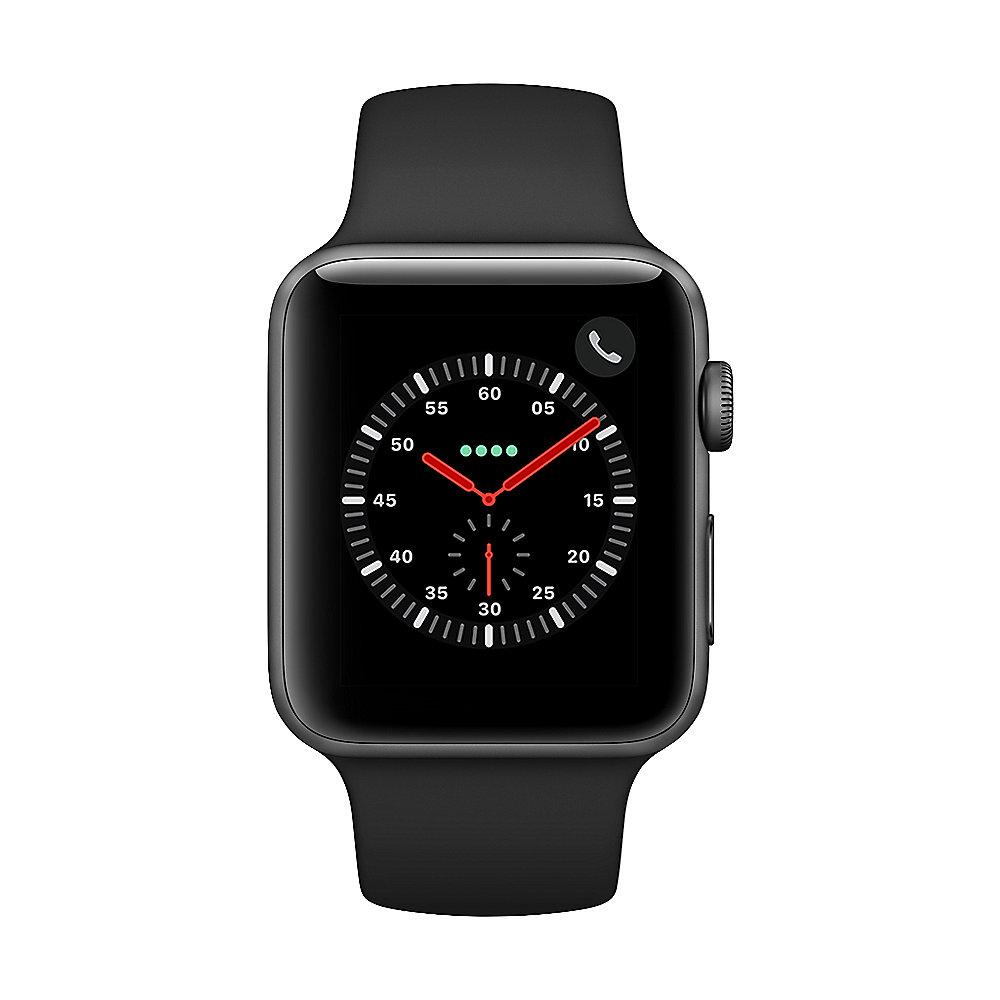 Apple Watch Series 3 LTE 42mm Aluminiumgehäuse Space Grau Sportarmband Schwarz