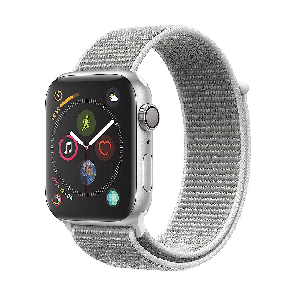 Apple Watch Series 4 GPS 44mm Aluminiumgehäuse Silber mit Sport Loop Muschel