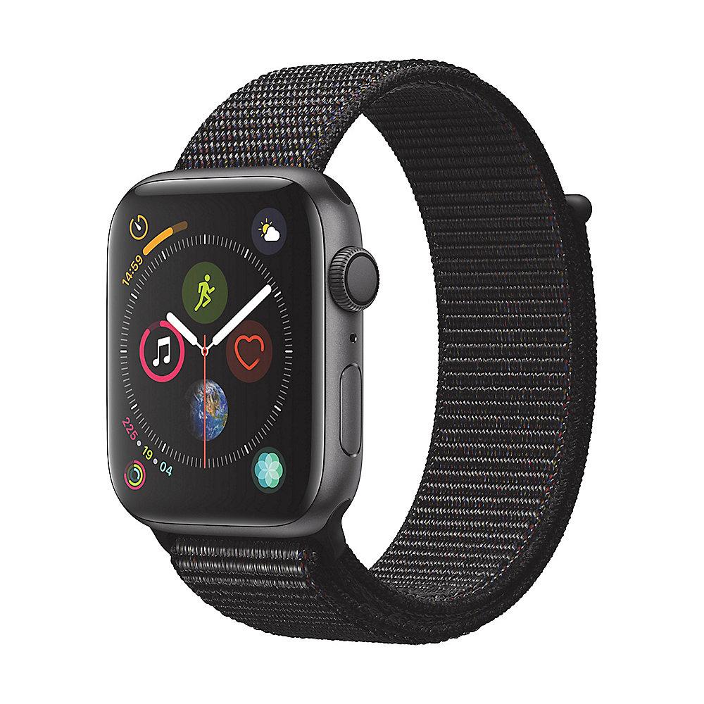 Apple Watch Series 4 GPS 44mm Aluminiumgehäuse Space Grau mit Sport Loop Schwarz