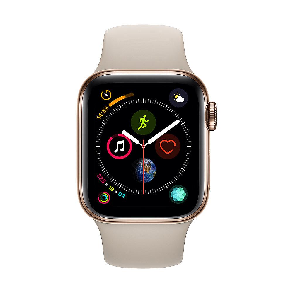 Apple Watch Series 4 LTE 40mm Edelstahlgehäuse Gold mit Sportarmband Stein, Apple, Watch, Series, 4, LTE, 40mm, Edelstahlgehäuse, Gold, Sportarmband, Stein