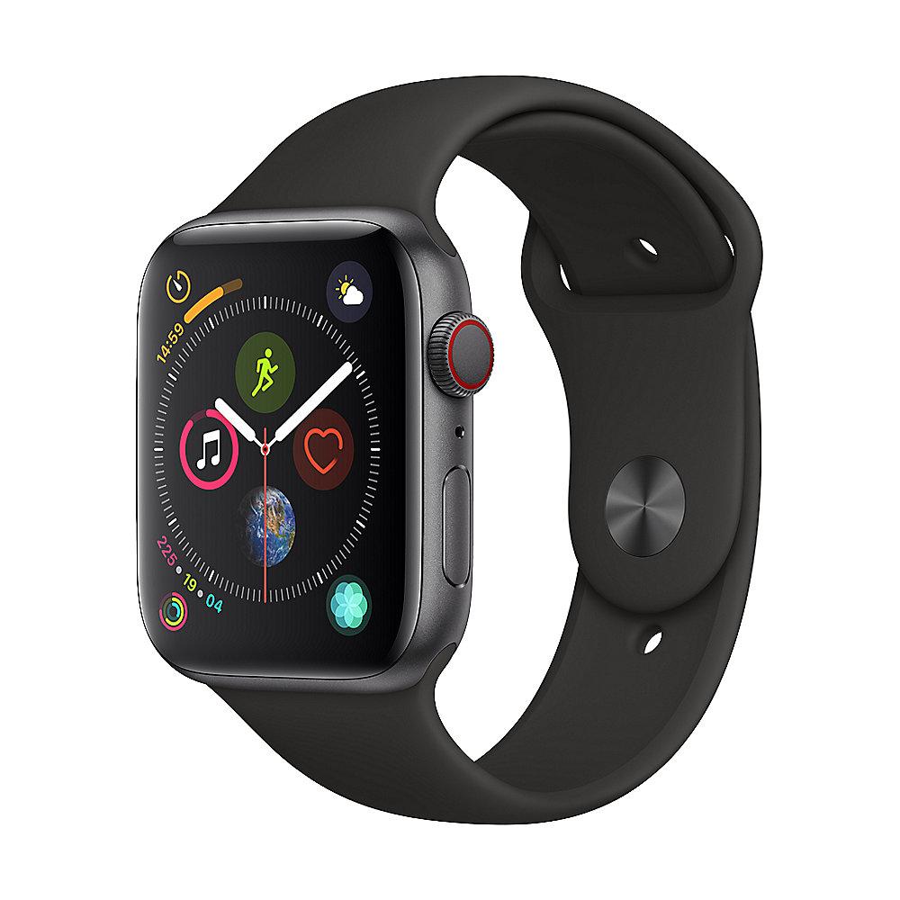 Apple Watch Series 4 LTE 44mm Aluminiumgehäuse Space Grau Sportarmband Schwarz