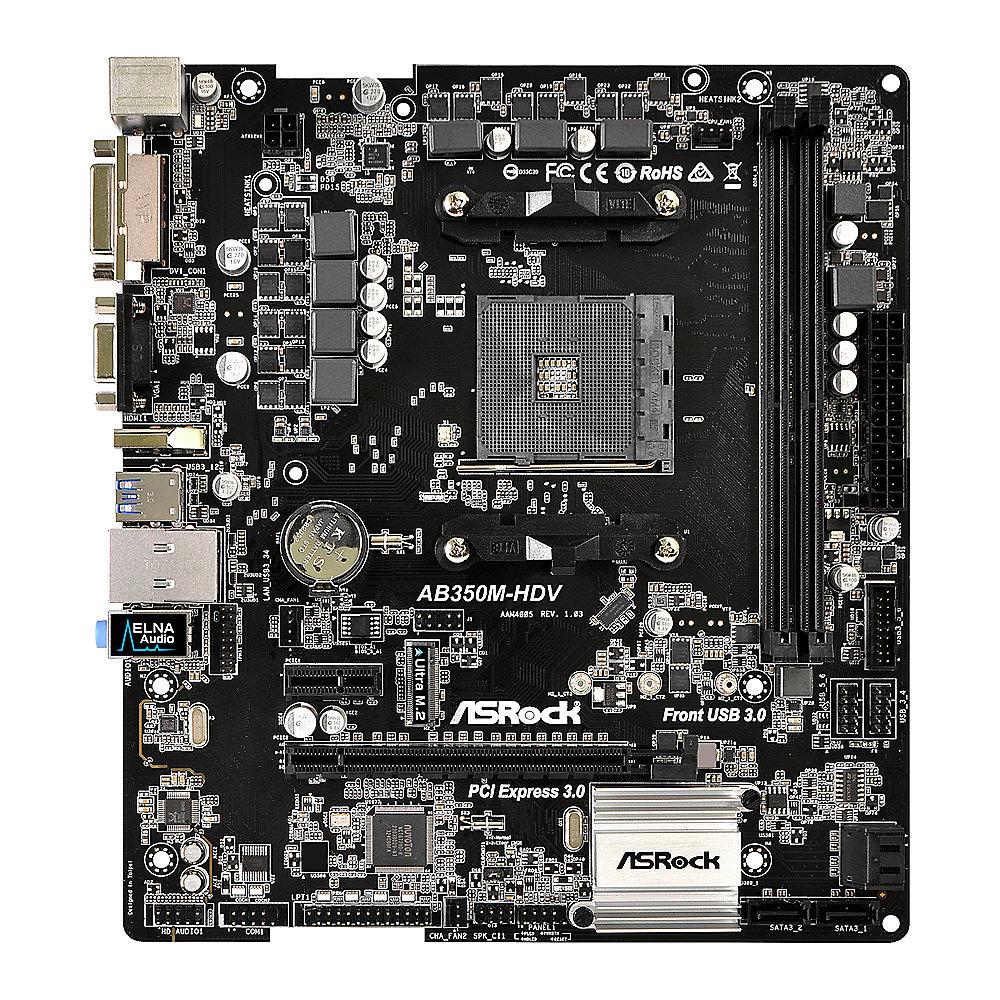 ASRock AB350M-HDV AM4 mATX Mainboard VGA/DVI/HDMI/M.2/SATAIII/USB3.0