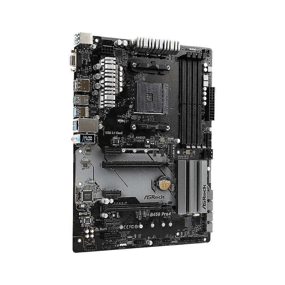 ASRock B450 Pro4 AM4 ATX Mainboard M.2/DP/HDMI/VGA/USB3.1(Gen2), ASRock, B450, Pro4, AM4, ATX, Mainboard, M.2/DP/HDMI/VGA/USB3.1, Gen2,