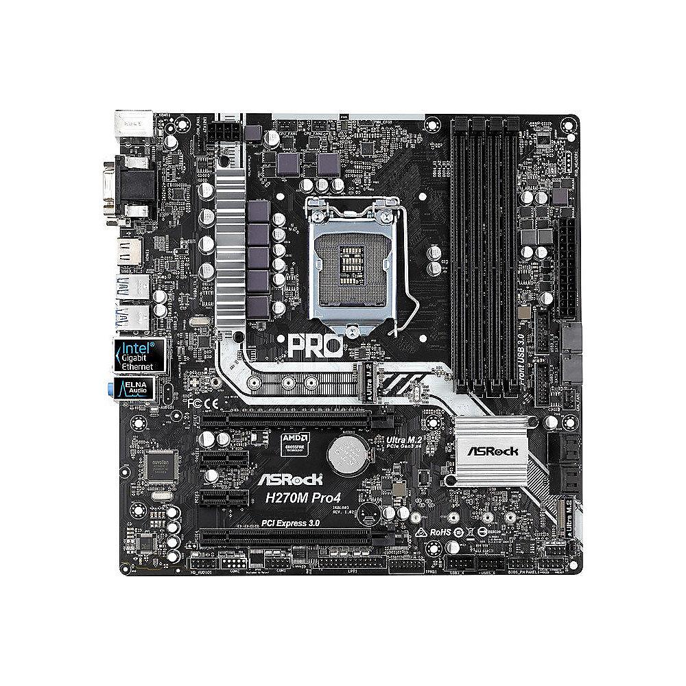 ASRock H270M Pro4 M.2/HDMI/DVI/VGA/GL/USB3.0 mATX Mainboard Sockel 1151