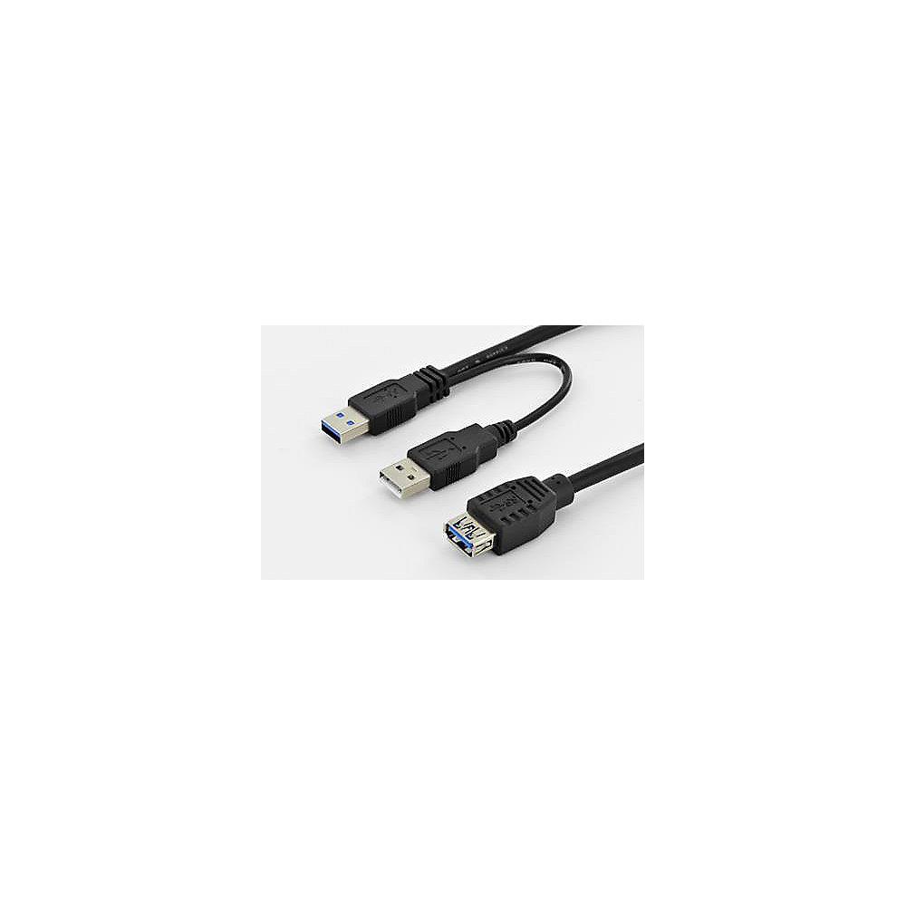 Assmann USB 3.0 Y-Adapter Kabel 0,3m 2x Typ-A zu A 2x St./Bu. schwarz