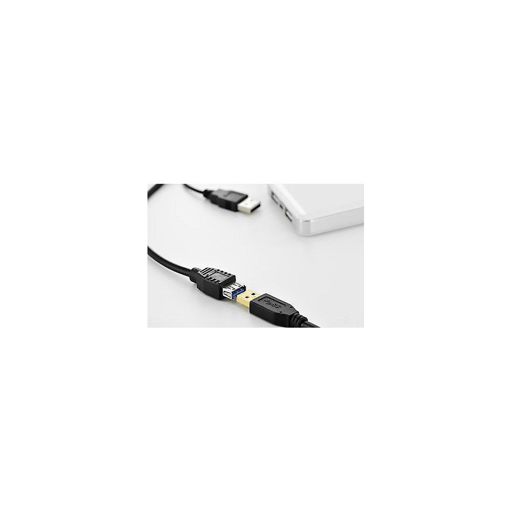 Assmann USB 3.0 Y-Adapter Kabel 0,3m 2x Typ-A zu A 2x St./Bu. schwarz