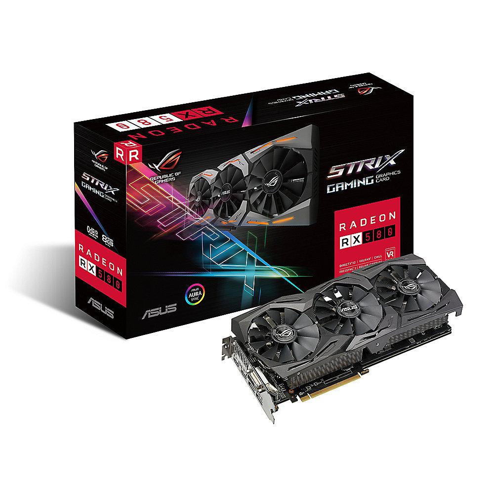 Asus AMD Radeon ROG Strix RX 580 Grafikkarte 8GB GDDR5 2x HDMI/2xDP/DVI, Asus, AMD, Radeon, ROG, Strix, RX, 580, Grafikkarte, 8GB, GDDR5, 2x, HDMI/2xDP/DVI