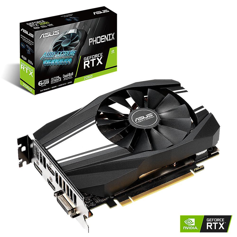 Asus GeForce RTX 2060 Phoenix 6GB GDDR6 Grafikkarte DP/2xHDMI/DVI, Asus, GeForce, RTX, 2060, Phoenix, 6GB, GDDR6, Grafikkarte, DP/2xHDMI/DVI