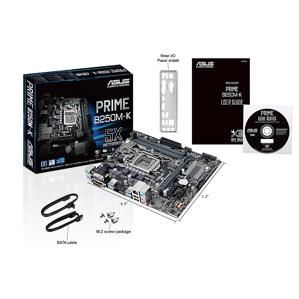 ASUS PRIME B250M-K mATX Mainboard 1151 DVI/VGA/M.2/USB3.0, ASUS, PRIME, B250M-K, mATX, Mainboard, 1151, DVI/VGA/M.2/USB3.0